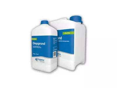 Gyproc Diepgrond verkrijgbaar in 1L en 2,5L verpakking