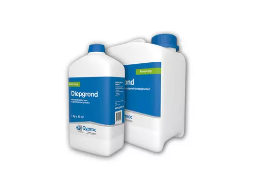 Gyproc Diepgrond verkrijgbaar in 1L en 2,5L verpakking